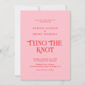 Retro Minimalist Pink and Red Modern Wedding Kaart (Voorkant)