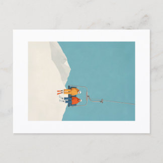Retro Minimalist Ski Lift Illustration Briefkaart