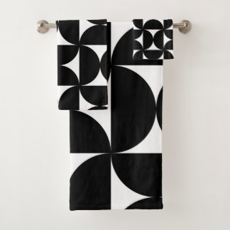 Retro Minimalist Style Black Geometric Bauhaus Bad Handdoek