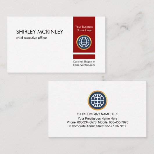 Retro Minimalist Vertical Red Private Enterprise Visitekaartje (Voorkant / Achterkant)