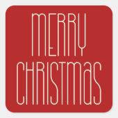 Retro minimalist vrolijk kerstrood vierkante sticker (Voorkant)