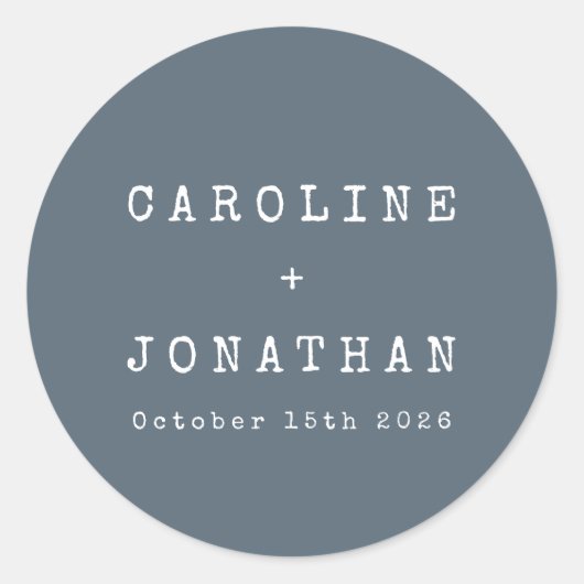 Retro minimalistisch donkerblauw inktpatroon voor  ronde sticker (Voorkant)