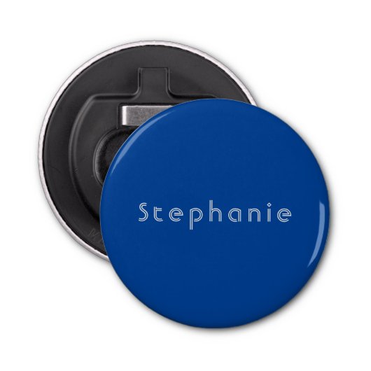 Retro  Minimalistisch Modern Blauw Button Flesopener (Voorkant)