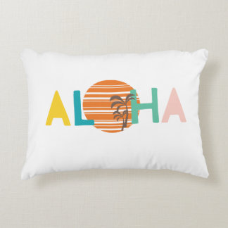 Retro, minimalistische "Aloha"Hawaii zonsondergang Accent Kussen