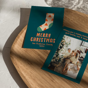 Retro minimalistische geïllustreerde kerstwinterso feestdagenkaart