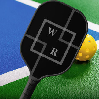 Retro Minimalistische Geometrisch | Zwarte Moderne Pickleball Paddle