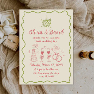 Retro minimalistische hand getekend Roze, groen Hu Kaart