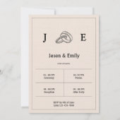 Retro Minimalistische Ivoor Ring Bruiloft Kaart (Achterkant)