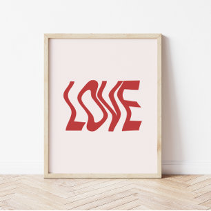 Retro minimalistische 'liefde' Wavy tekst Poster