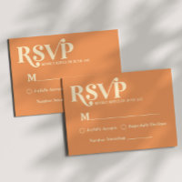 Retro Minimalistische Oranje Huwelijks RSVP
