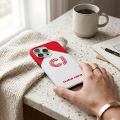 Retro Minimalistische Rood & Wit Aangepaste Naam Case-Mate iPhone Case