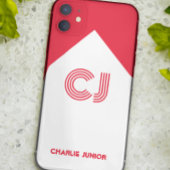 Retro Minimalistische Rood & Wit Aangepaste Naam Case-Mate iPhone Case