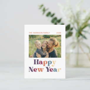 Retro Minimalistische Typografie Nieuwjaar Foto Briefkaart