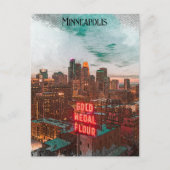  Retro Minneapolis Minnesota Travel Skyline Briefkaart (Voorkant)