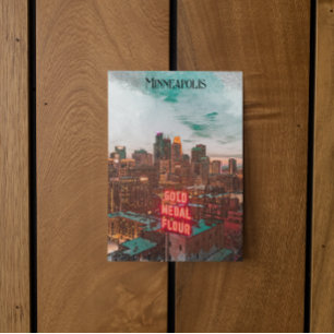 Retro Minneapolis Minnesota Travel Skyline Briefkaart