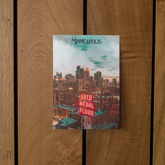  Retro Minneapolis Minnesota Travel Skyline Briefkaart