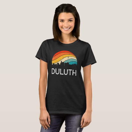 Retro Minnesota Duluth Skyline Urban Skysc T-shirt (Voorkant volledig)