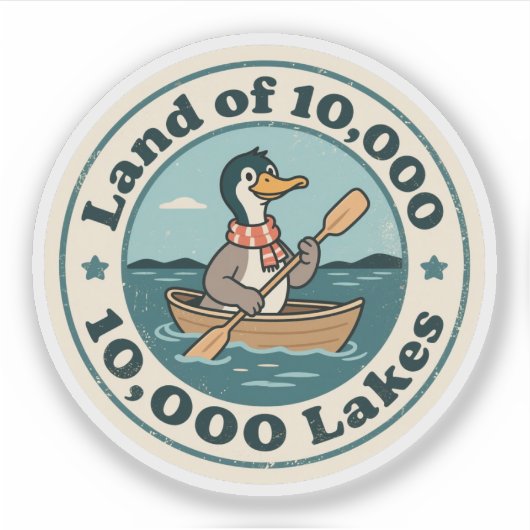 Retro Minnesota Loon Bird met sjaal en peddel Sticker (Voorkant)