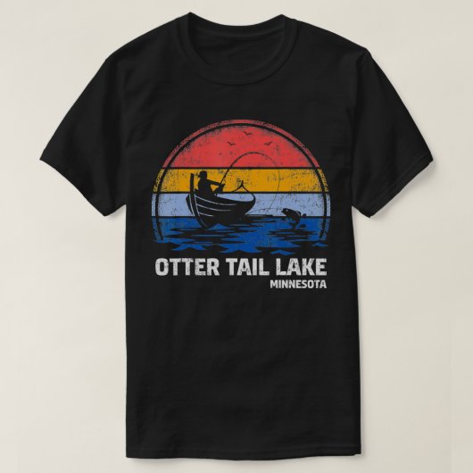  Retro Minnesota Otter Tail Lake Zomer Fis T-shirt (Design voorkant)