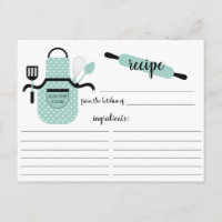 Retro Mint Apron Kitchen Tools Recipcard