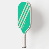 Retro Mint Drie Strepen met Naam Pickleball Paddle (Links)