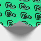 Retro Mint Green Hypnotic Heart Pattern Cadeaupapier (Hoek)