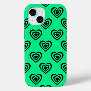 Retro Mint Green Hypnotic Heart Pattern