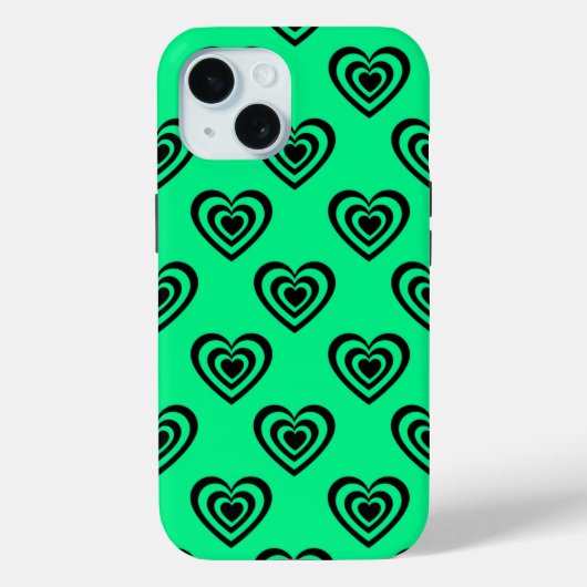 Retro Mint Green Hypnotic Heart Pattern Case-Mate iPhone Case (Achterkant)
