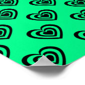 Retro Mint Green Hypnotic Heart Pattern Poster (Hoek)