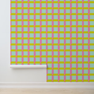 Retro Mint Groen Roze Pastel Geometrisch Op Art Behang