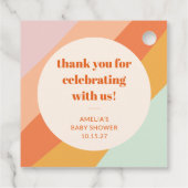 Retro Mint Oranje Strepen Aangepaste Baby shower D Bedankjes Labels (Achterkant)