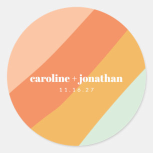 Retro Mint Pastel Geometric Custom Wedding Ronde Sticker