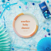 Retro Mint Sinaasappel Boho Stripes Custom Baby sh Papieren Bordje (Feest)