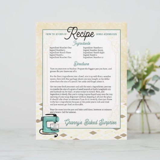 Retro mint standaard mixer koekjesrecept letterhea (Staand voorkant)