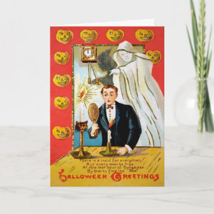 Retro Mirror Ghost Halloween Kaart