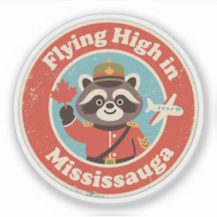 Retro Mississauga Wasbeer Vliegend Sticker