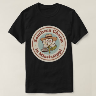 Retro Mississippi Badge_ Magnolia met Stoomschip T-shirt