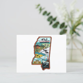 Retro Mississippi Biloxi Laurel MS State Herinni Briefkaart