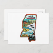 Retro Mississippi Biloxi Laurel MS State Herinni Briefkaart (Voorkant / Achterkant)