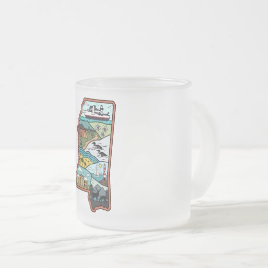 Retro Mississippi Biloxi Laurel MS State Herinni Matglas Koffiemok (Voorkant rechts)