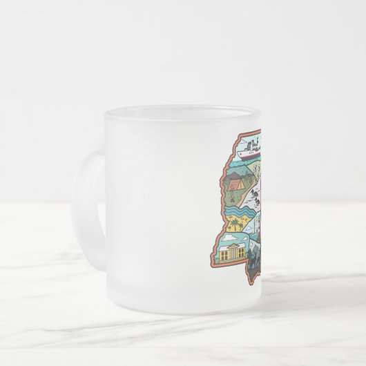 Retro Mississippi Biloxi Laurel MS State Herinni Matglas Koffiemok (Voorkant links)