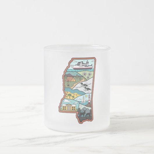 Retro Mississippi Biloxi Laurel MS State Herinni Matglas Koffiemok (Center)