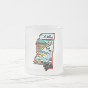 Retro Mississippi Biloxi Laurel MS State Souvenir Matglas Koffiemok
