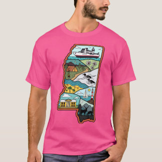 Retro Mississippi Kaart Biloxi Laurel Jackson MS S T-shirt