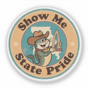 Retro Missouri Badge_ Meerval met Gateway Arch Sticker