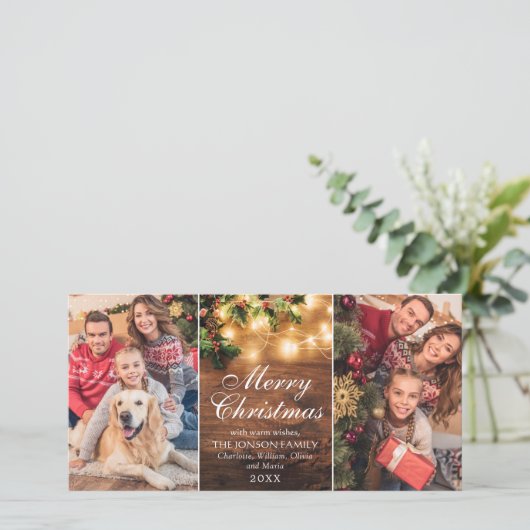 Retro Mistletoe Rustic Merry-kerstgroet Feestdagenkaart (Staand voorkant)