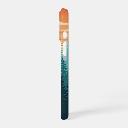 Retro Misty Pines iPhone 16 Hoesje (Linkerkant)