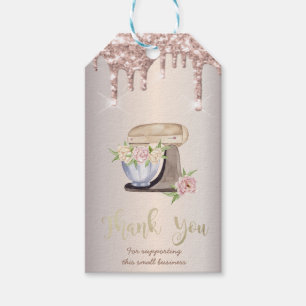 Retro Mixer Bloemen Glitter Druppels Bakkerij Cadeaulabel