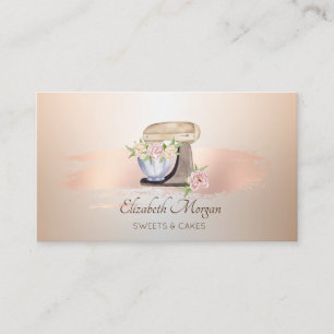 Retro Mixer Flower Roos Gouden Brush Stroke Bakker Visitekaartje