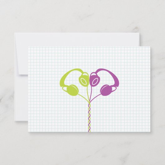 Retro Mixtape bruiloft Paarse en Limoen Bedankkaart (Achterkant)